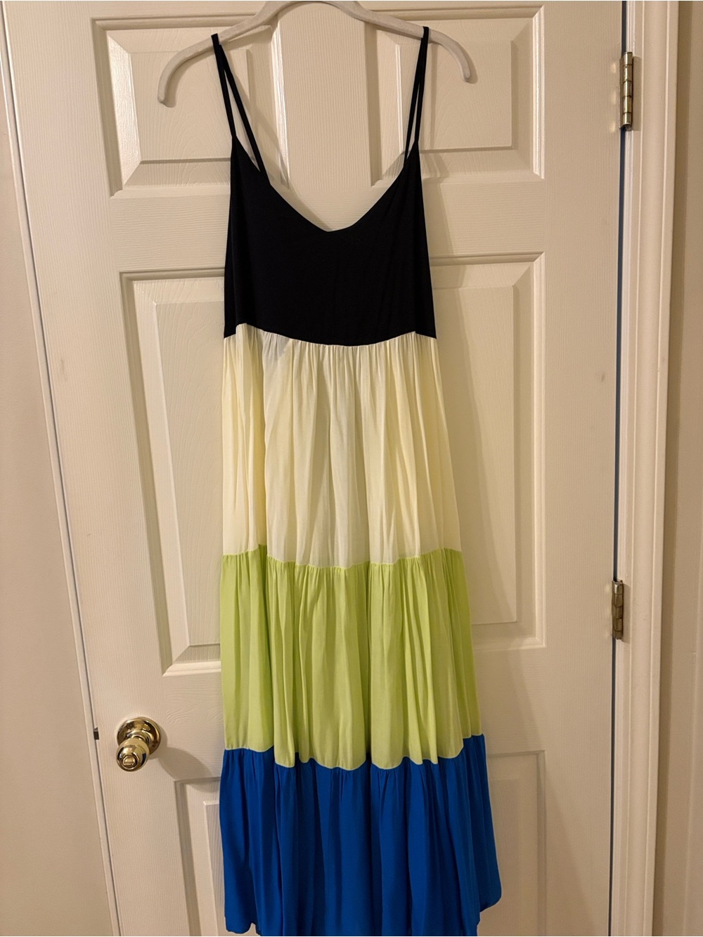 kate spade Black, Cream, Lime, Blue Tiered Midi Dress
